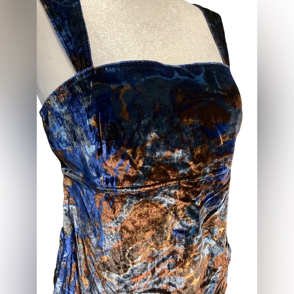 Pilcro Women’s Blue & Brown Paisley Velvet Flyaway Top XL - Picture 2 of 7